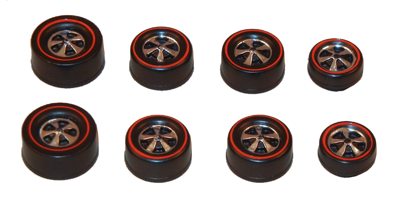 8 Deep Dish Bearing Style Wheels - Bright Chrome Finish, 2 Small + 4 Medium + 2 Large Size Combo