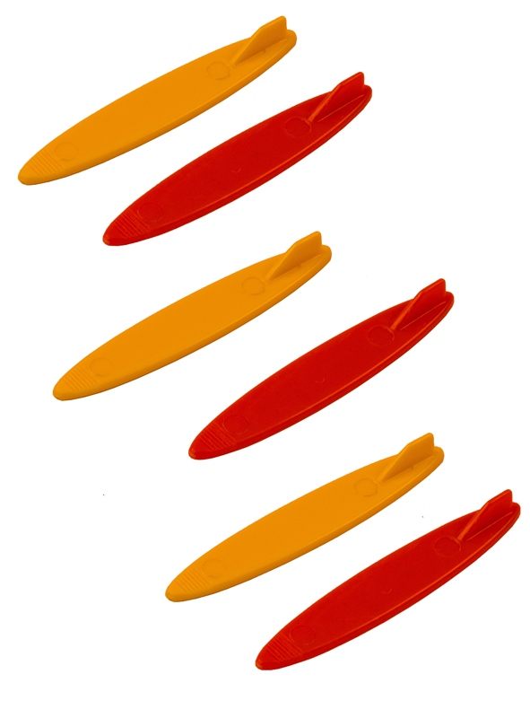Three Sets of Reproduction Surfboards - Orange and Yellow